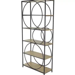 Kirklands Home Bookshelves|Black Metal Circles 5-Tier Bookcase