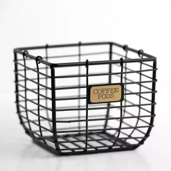 Kirklands Home Kitchen Storage|Metal Coffee Pod Basket Black