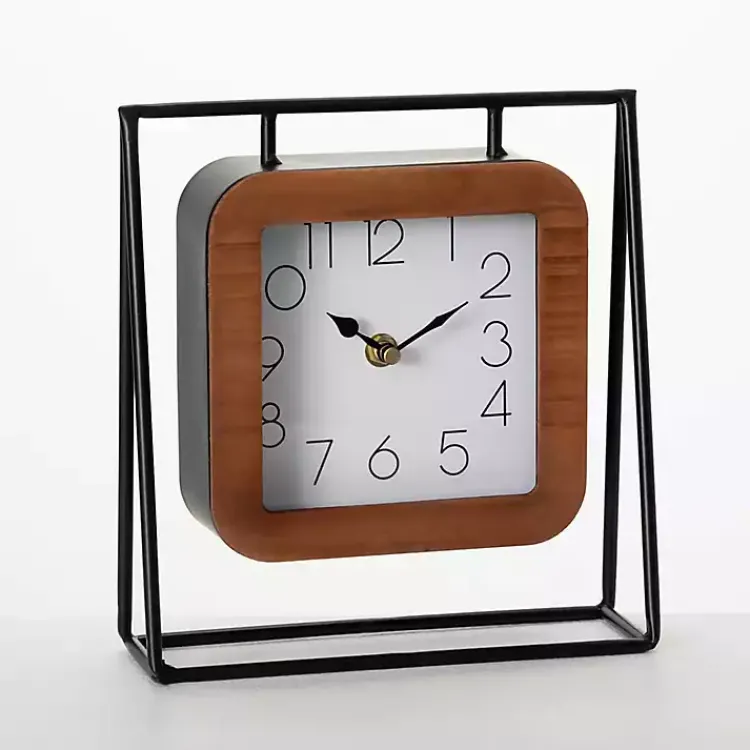 Online Black Metal Floating Frame Tabletop Clock Decorative Accents