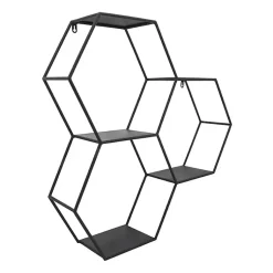 Kirklands Home Shelves|Black Metal Hexagon Wall Shelf