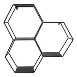 Kirklands Home Shelves|Black Metal Hexagon Wall Shelf