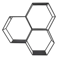 Kirklands Home Shelves|Black Metal Hexagon Wall Shelf