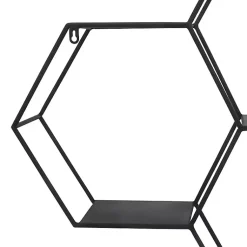 Kirklands Home Shelves|Black Metal Hexagon Wall Shelf