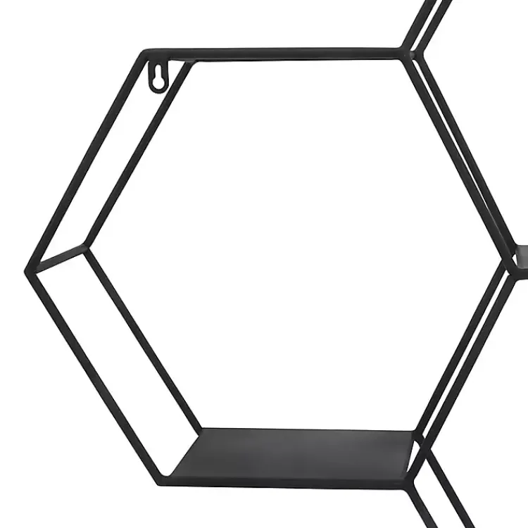 Kirklands Home Shelves|Black Metal Hexagon Wall Shelf