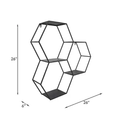 Kirklands Home Shelves|Black Metal Hexagon Wall Shelf