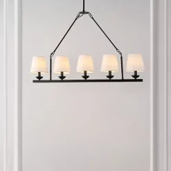 Kirklands Home Chandeliers & Pendant Lighting|Black Metal Linear Chandelier