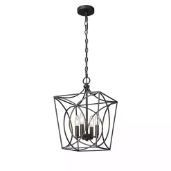 Kirklands Home Chandeliers & Pendant Lighting|Metal Open Swirl Pendant Light Black