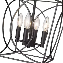 Kirklands Home Chandeliers & Pendant Lighting|Metal Open Swirl Pendant Light Black