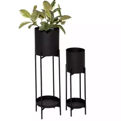 Kirklands Home Planters|Metal Plant Stands with Shelves, Set of 2 Black