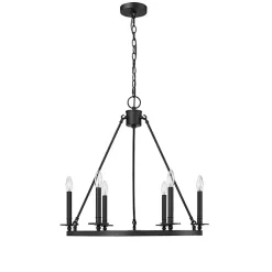 Kirklands Home Chandeliers & Pendant Lighting|Metal Round Florence Chandelier Black