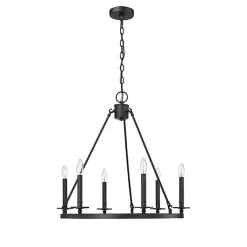 Kirklands Home Chandeliers & Pendant Lighting|Metal Round Florence Chandelier Black