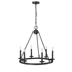 Kirklands Home Chandeliers & Pendant Lighting|Metal Round Florence Chandelier Black