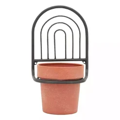 Kirklands Home Planters|Black Metal Terracotta Arch Wall Planter, 11 in.