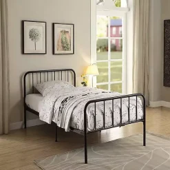 Kirklands Home Beds & Headboards|Metal Twin Bed in a Box Black
