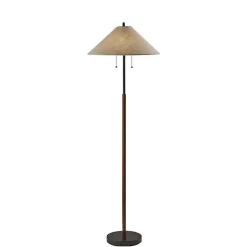 Kirklands Home Floor Lamps|Black Metal Walnut Flare Pulls Floor Lamp Tan
