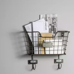 Kirklands Home Wall Storage|Black Metal Wire Mail Wall Pocket