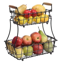 Kirklands Home Kitchen Storage|Metal Wire Stackable Kitchen Baskets Black