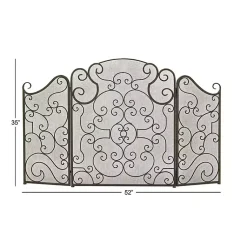 Black Metallic Scroll Three-Panel Fire Screen Fireplace Accessories