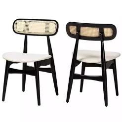 Kirklands Home Dining Chairs|Black Mid-Century Modern Dining Chairs, Set of 2 White