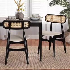 Kirklands Home Dining Chairs|Black Mid-Century Modern Dining Chairs, Set of 2 White