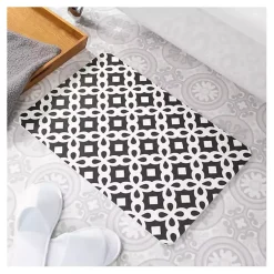 Kirklands Home Bathroom Rugs|Black Patterned Stone Bath Mat