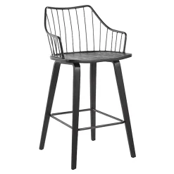 Kirklands Home Bar Stools & Counter Height Stools|Poplar Wood Swivel Counter Stool Black