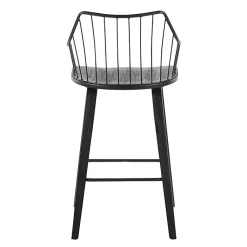 Kirklands Home Bar Stools & Counter Height Stools|Poplar Wood Swivel Counter Stool Black