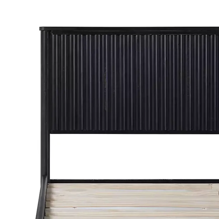 Kirklands Home Beds & Headboards|Reeded Headboard Queen Bed Black
