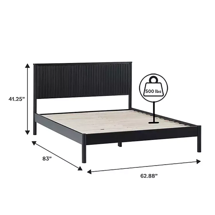 Kirklands Home Beds & Headboards|Reeded Headboard Queen Bed Black