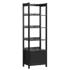 Kirklands Home Bookshelves|Reeded Wood Holmes Narrow Bookcase Black