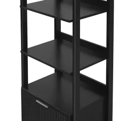Kirklands Home Bookshelves|Reeded Wood Holmes Narrow Bookcase Black
