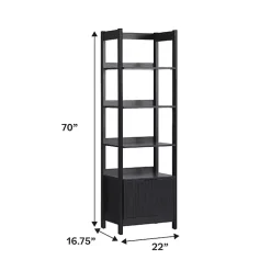 Kirklands Home Bookshelves|Reeded Wood Holmes Narrow Bookcase Black