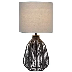 Kirklands Home Table Lamps|Black Rope Woven Table Lamp White