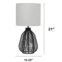 Kirklands Home Table Lamps|Black Rope Woven Table Lamp White