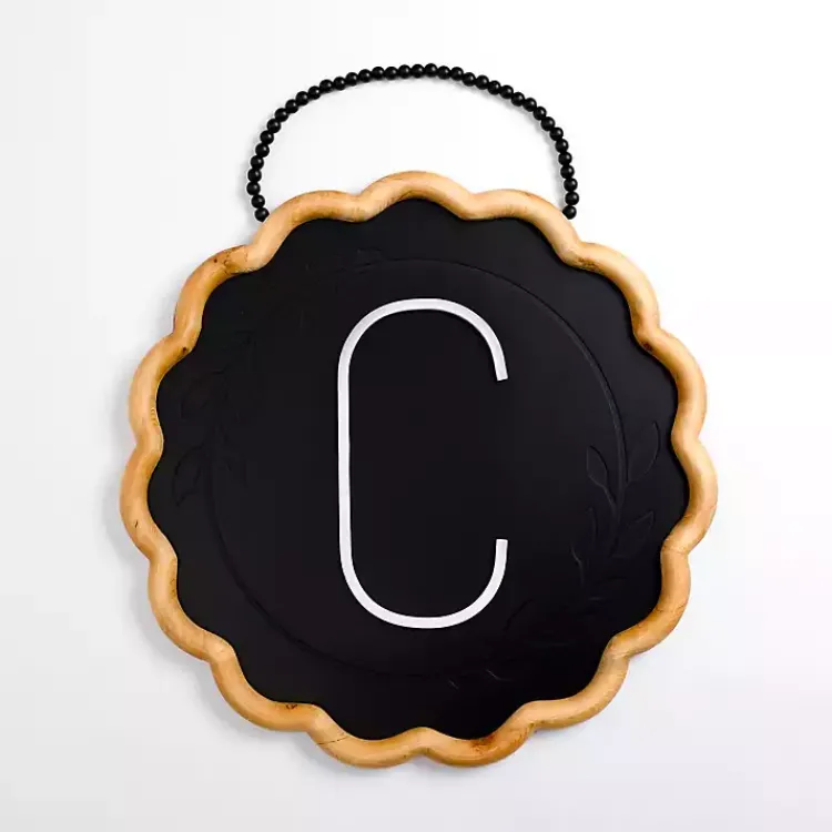Kirklands Home Monogram Wall Decor|Black Scalloped Monogram C Wall Plaque
