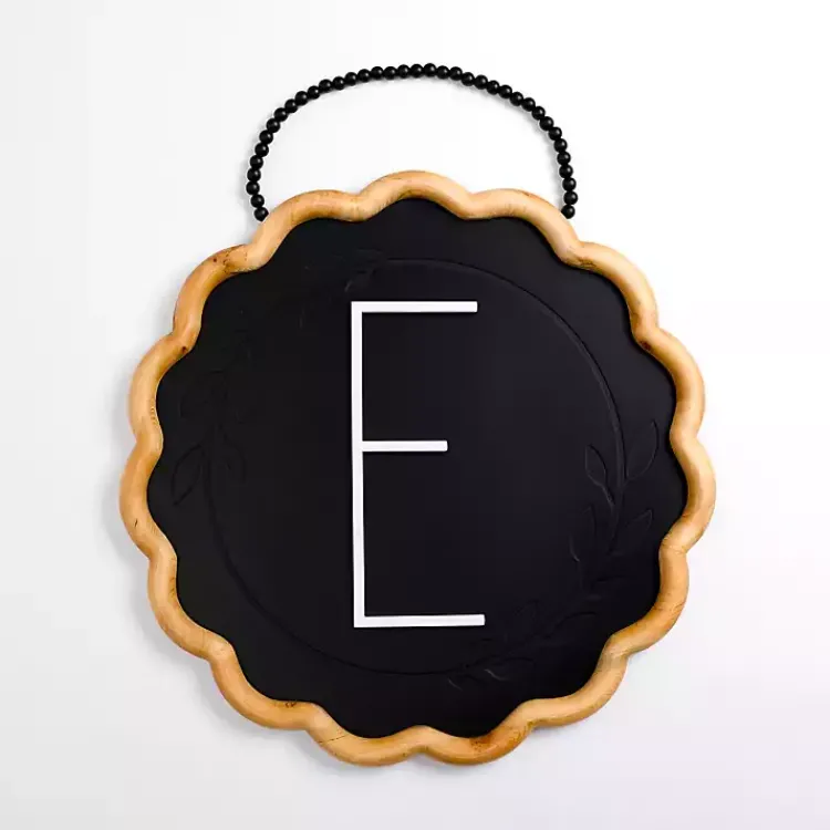 Kirklands Home Monogram Wall Decor|Black Scalloped Monogram E Wall Plaque