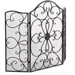 Outlet Black Scroll Work Metal Fireplace Screen Fireplace Accessories