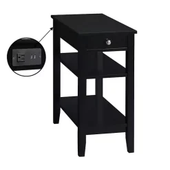 Kirklands Home Accent & End Tables|2-Shelf Charging Accent Table Black