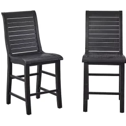 Kirklands Home Bar Stools & Counter Height Stools|Slatted Counter Stools, Set of 2 Black