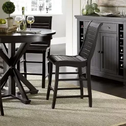 Kirklands Home Bar Stools & Counter Height Stools|Slatted Counter Stools, Set of 2 Black