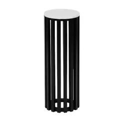 Kirklands Home Accent & End Tables|Black Slatted Marble Payton Accent Table White