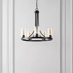 Kirklands Home Chandeliers & Pendant Lighting|Sloped Round Adjustable Chandelier Black