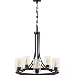 Kirklands Home Chandeliers & Pendant Lighting|Sloped Round Adjustable Chandelier Black