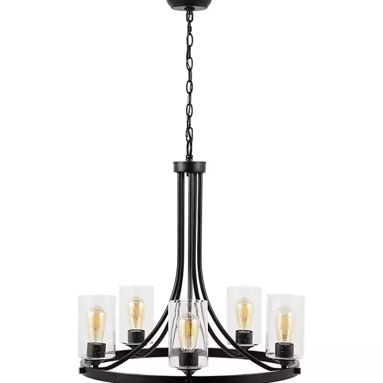 Kirklands Home Chandeliers & Pendant Lighting|Sloped Round Adjustable Chandelier Black