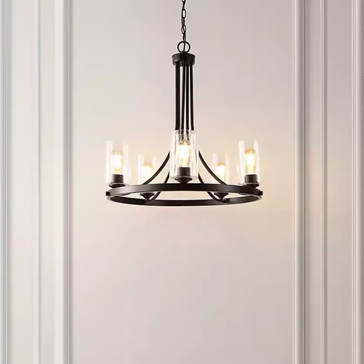 Kirklands Home Chandeliers & Pendant Lighting|Sloped Round Adjustable Chandelier Black