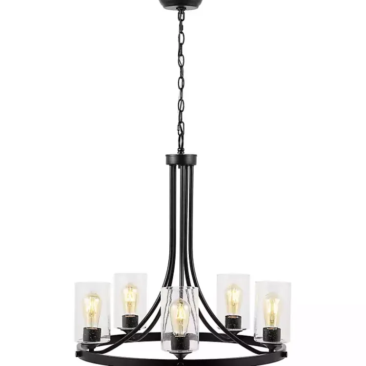 Kirklands Home Chandeliers & Pendant Lighting|Sloped Round Adjustable Chandelier Black