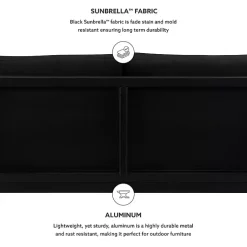 Kirklands Home Outdoor Seating|Sunbrella Cushions Holland Outdoor Loveseat Black