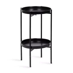 Kirklands Home Accent & End Tables|2-Tier Foldable Cienna Accent Table Black
