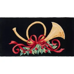 New Black Vintage Poster Hooked Accent Rug, 2x4 Christmas Decorations