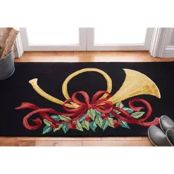 New Black Vintage Poster Hooked Accent Rug, 2x4 Christmas Decorations